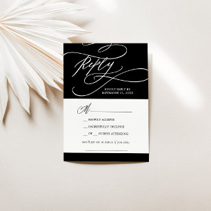 Romantische kalligrafie Black Song Request RSVP Kaartje