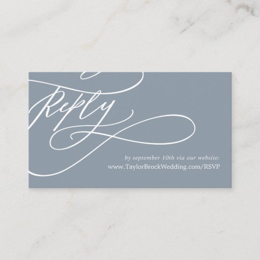 Romantische kalligrafie | Blauwe en witte website  Informatiekaartje (Voorkant)