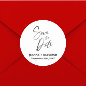 Romantische Kalligrafie Bruiloft Save the Date Cus Ronde Sticker