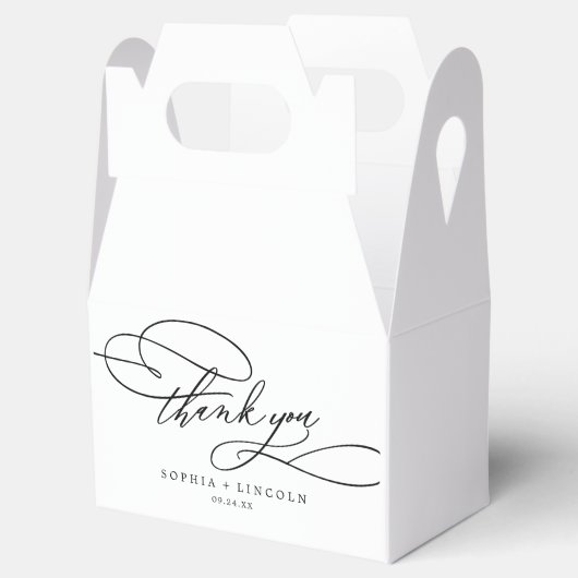 Romantische kalligrafie Dank u bruiloft Bedankdoosjes (Geopend)