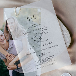 Romantische kalligrafie Eenvoudige klassieke moder Vellum Uitnodigingen