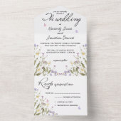 Romantische kalligrafie grillige bloem RSVP Huweli All In One Uitnodiging (Binnen)