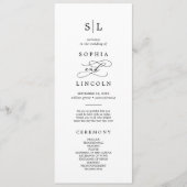 Romantische kalligrafie monogram bruiloft programm programma (Voorkant)