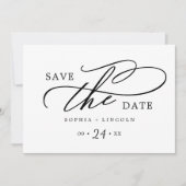 Romantische kalligrafie | QR-code horizontaal Save The Date (Voorkant)
