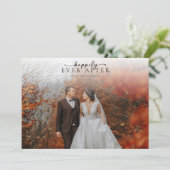 Romantische kalligrafie script foto bruiloft bedankkaart (Staand voorkant)