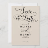 Romantische kalligrafie script foto QR-code Save The Date (Voorkant)