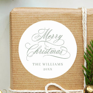 Romantische kalligrafie Vrolijk kerstfeest Silky S Ronde Sticker