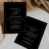 Romantische kalligrafie | Zwart in één bruiloft Kaart