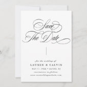 Romantische kalligrafie zwart & wit save the date (Voorkant)