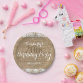 Romantische kant burlap 20e verjaardag Papier Bord (Feest)