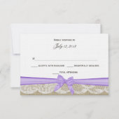 Romantische kant en Paarse Bow-respons RSVP Kaartje (Voorkant)