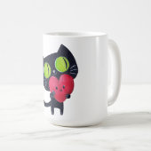 Romantische kat knuffelend rood kuthart koffiemok (Voorkant rechts)