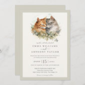 Romantische kat paar bruiloft uitnodiging (Voorkant / Achterkant)
