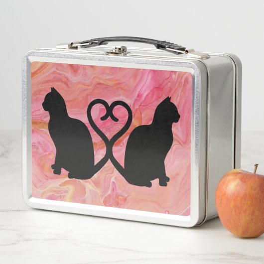 Romantische kat silhouet hart met roze marmer (In situ)