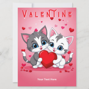 Romantische Katten Houden van Harten Roze Rood Val Feestdagenkaart