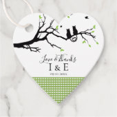 Romantische katten zoals Green Gingham Pattern Wed Bedankjes Labels (Voorkant)