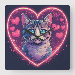 Romantische Kattenliefhebber Cadeau Esthetisch N Vierkante Klok
