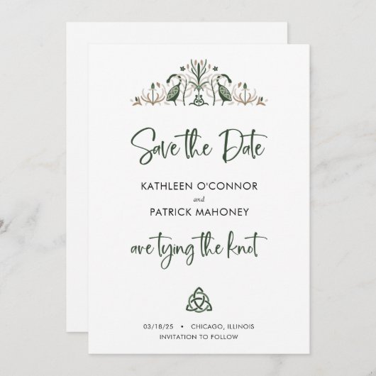 Romantische Keltische liefde knoop bruiloft Save The Date (Voorkant / Achterkant)
