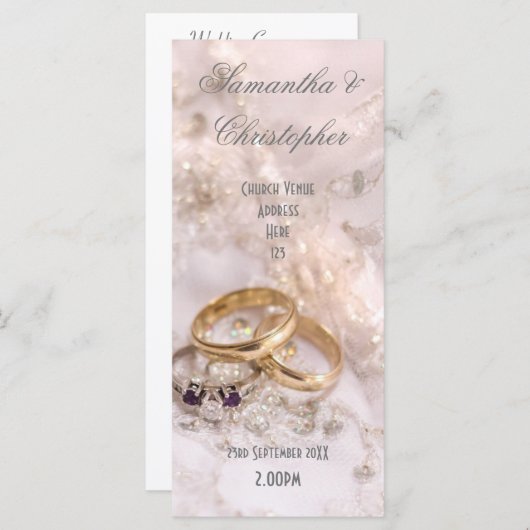 Romantische kerk bruiloft programma (Voorkant / Achterkant)