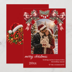 Romantische Kerst Couple Foto   Kerstgroet Feestdagenkaart