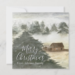 Romantische kerstkaart met aquarel en gezellige wi