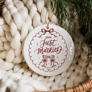 Romantische Kerstmis Net Getrouwd Keramisch Ornament