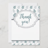 Romantische Klasse Blauw & Grijs Bloemmotief  Bedankkaart (Voorkant)