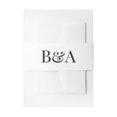 romantische klassiek wit zwart monogram bruiloft uitnodigingen wikkel (Voorkant Voorbeeld)