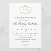 romantische klassieke gouden monogram bruiloft kaart (Voorkant)