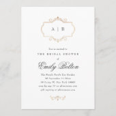 romantische klassieke goudmonogram bruiloft kaart (Voorkant)