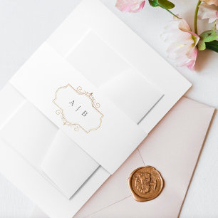 romantische klassieke goudmonogram bruiloft uitnodigingen wikkel