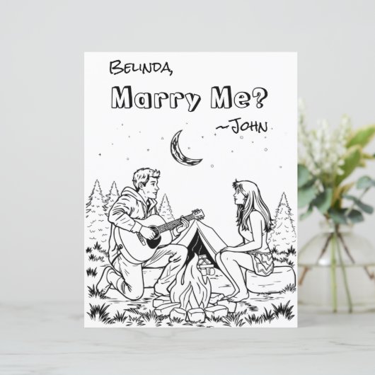 Romantische kleurplaat | Trouwen met mij? (Staand voorkant)