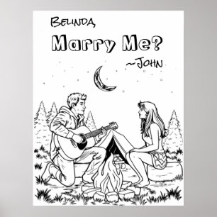 Romantische kleurplaat   Trouwen met mij? Poster