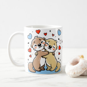 Romantische knuffelotters Mok