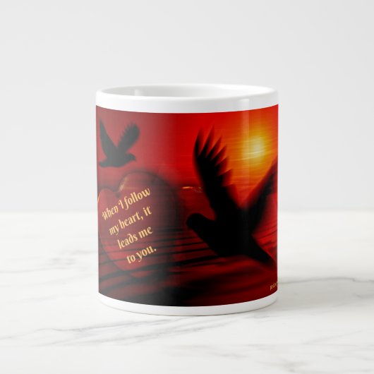 Romantische koffie-Mok met je hartcitaat volgen Extra Grote Beker (Voorkant)