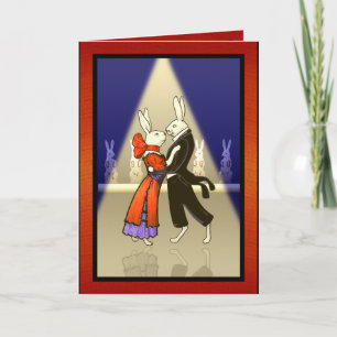 Romantische Konijnen Dansen v2 Gepersonaliseerd Kaart
