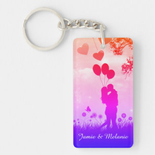 Romantische koppel silhouet liefdeskunst gepersona sleutelhanger