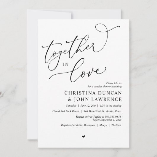 Romantische koppels douchen feest, samen verliefd kaart (Voorkant)