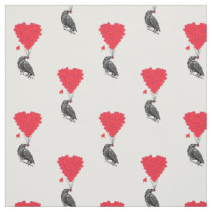 Romantische kraai en rood liefdeshart stof