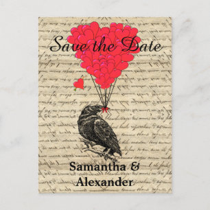 Romantische kraai save the date aankondigingskaart