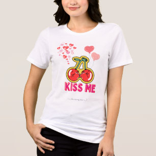 Romantische Kus Me Typografie Zoete Roze Rood Tri-Blend Shirt