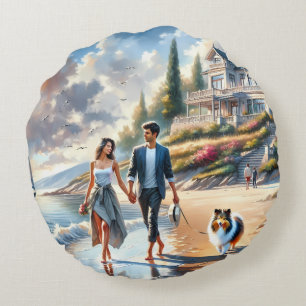 Romantische kusthuisje zonsondergang wandeling rond kussen