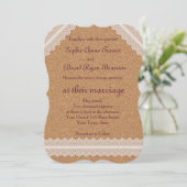 Romantische  Lace Wine Cork Wedding Invitation Kaart (Staand voorkant)