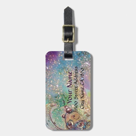 ROMANTISCHE LADY MET SPARKERPIEGEL VERDER BAGAGELABEL (Voorkant verticaal)