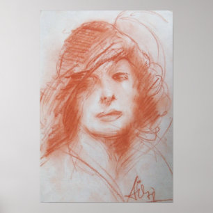 ROMANTISCHE LADY/ Sepia Brown Poster