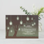 Romantische  lantaarns boom rustieke bruiloft kaart (Staand voorkant)