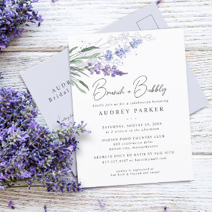 Romantische Lavendel Bloem Waterverf Bruiloft Uitnodiging Briefkaart