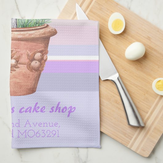 Romantische lavendel en naam op gestreept pastel b theedoek (Quarter Fold)