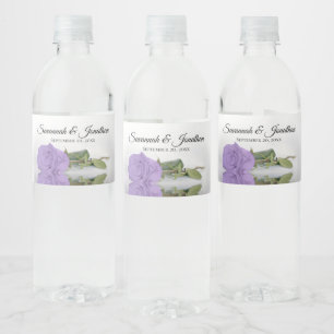 Romantische lavendel paarse roos elegante trouwdag waterfles etiket