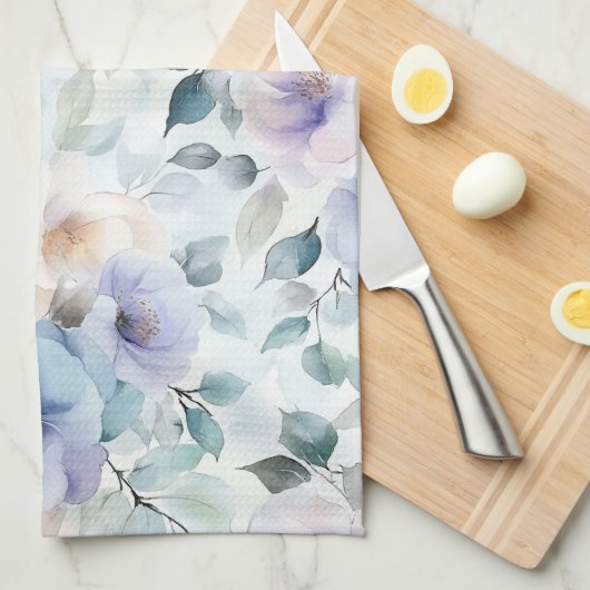 Romantische Lavendel Paarse Witte Bloemen Theedoek (Quarter Fold)